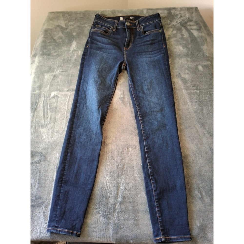 Kut from the Kloth Donna High Rise Ankle Skinny Jeans Dark Wash Blue Size 00